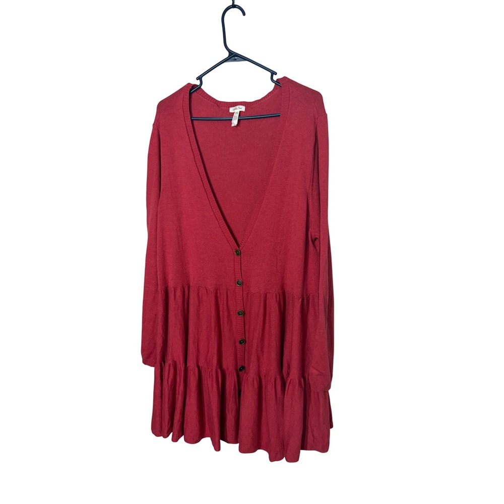 Matilda Jane Red Tiered Ruffle Button Front Cardigan Sweater XXL Long Sleeve